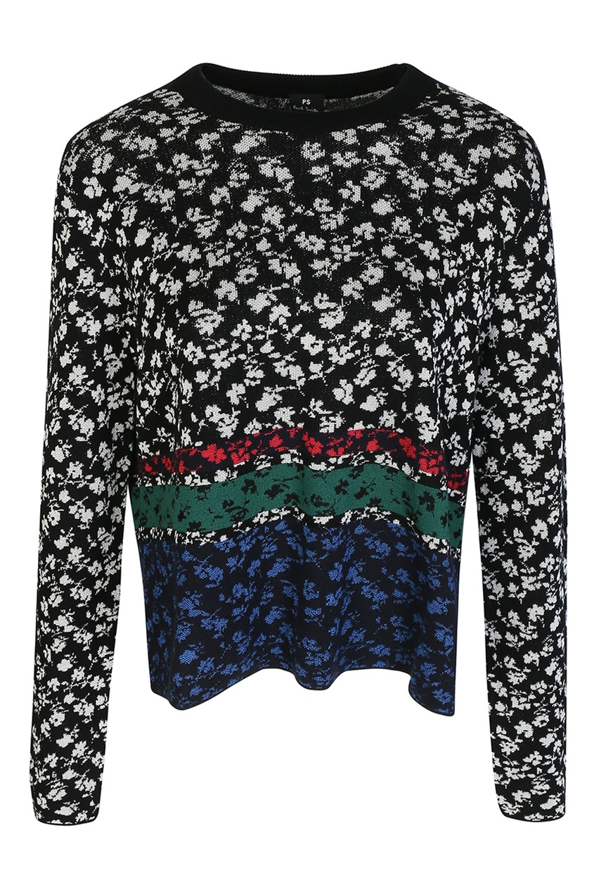 

Черный джемпер с цветочным узором, Multicolor