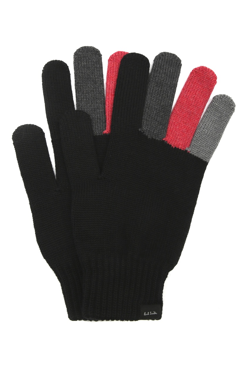 фото Черные перчатки с контрастной отделкой Paul smith