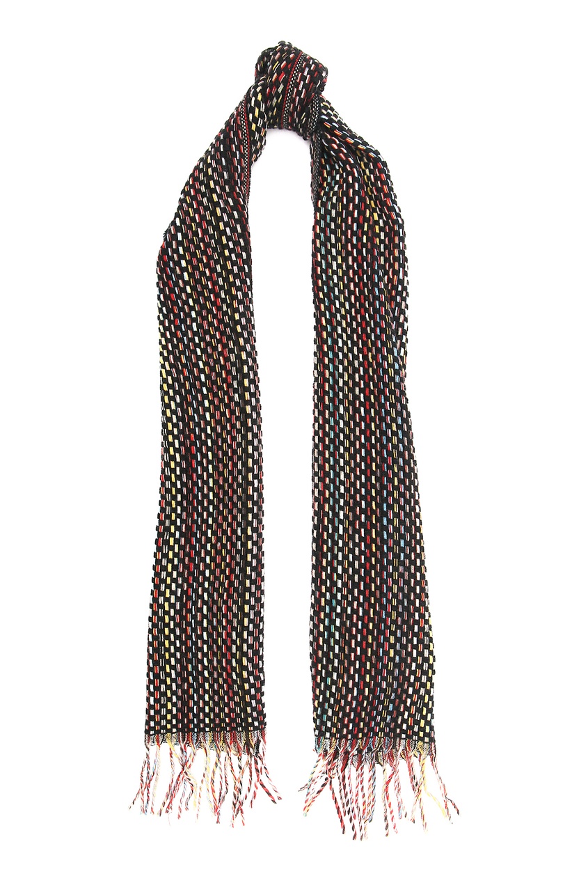 

Черный шарф с плетеной отделкой, Multicolor
