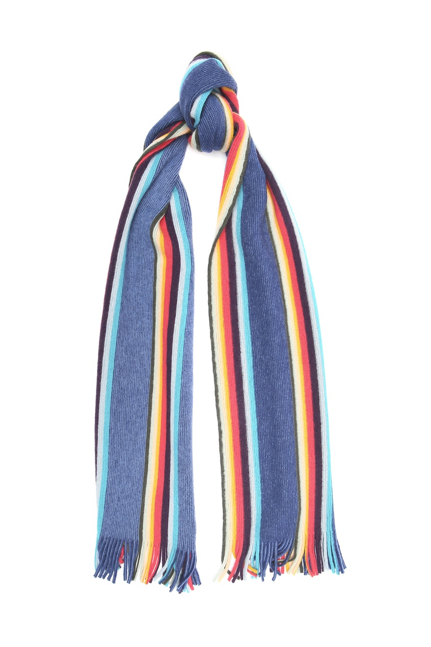 

Голубой шарф с отделкой в полоску, Multicolor