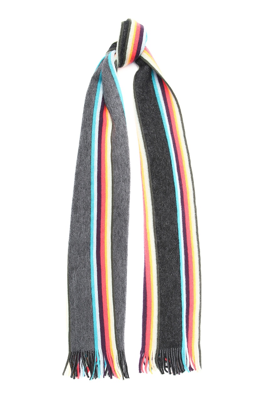 

Серый меланжевый шарф в полоску, Multicolor