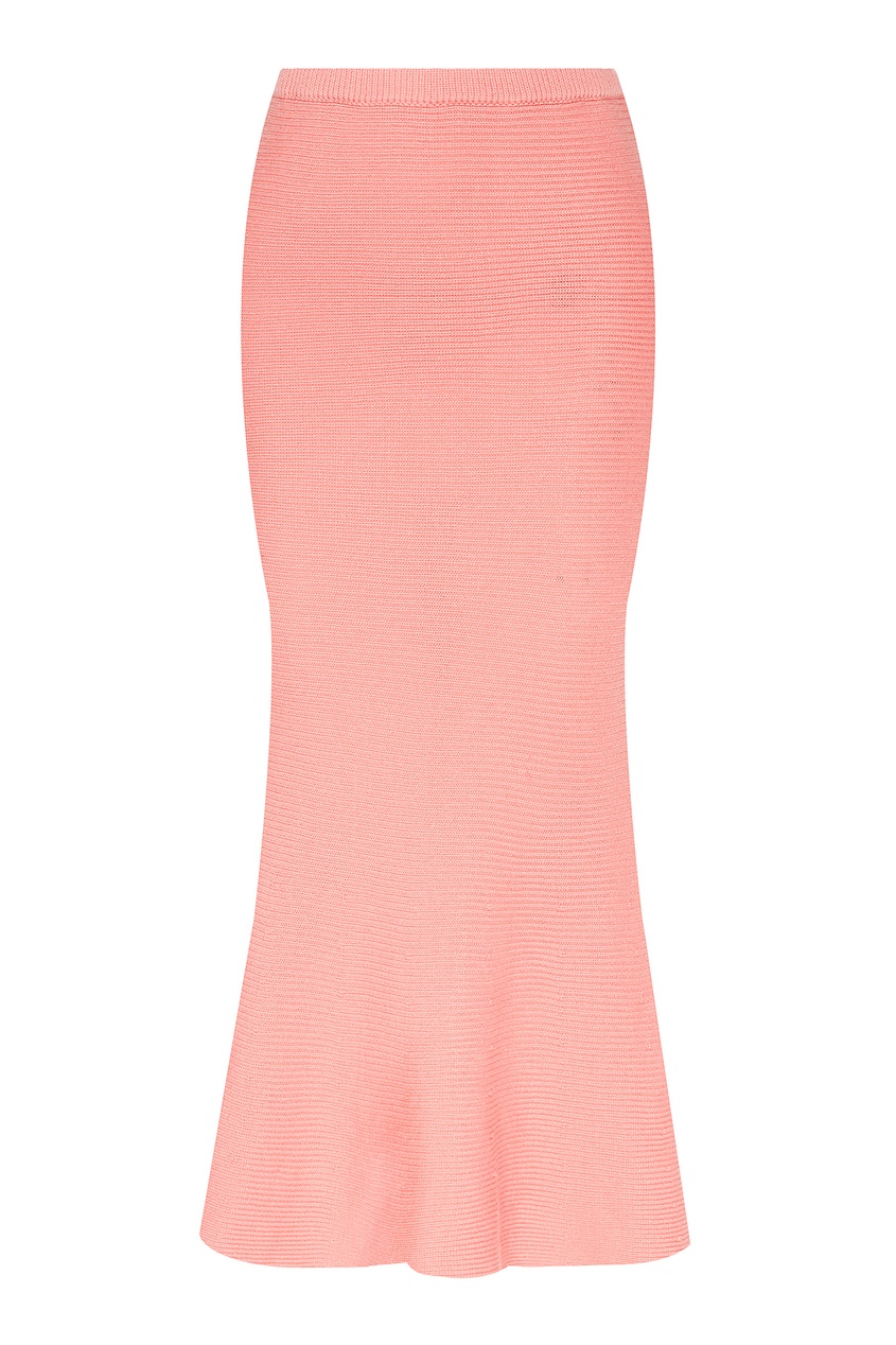 фото Вязанная юбка миди кораллового цвета addicted