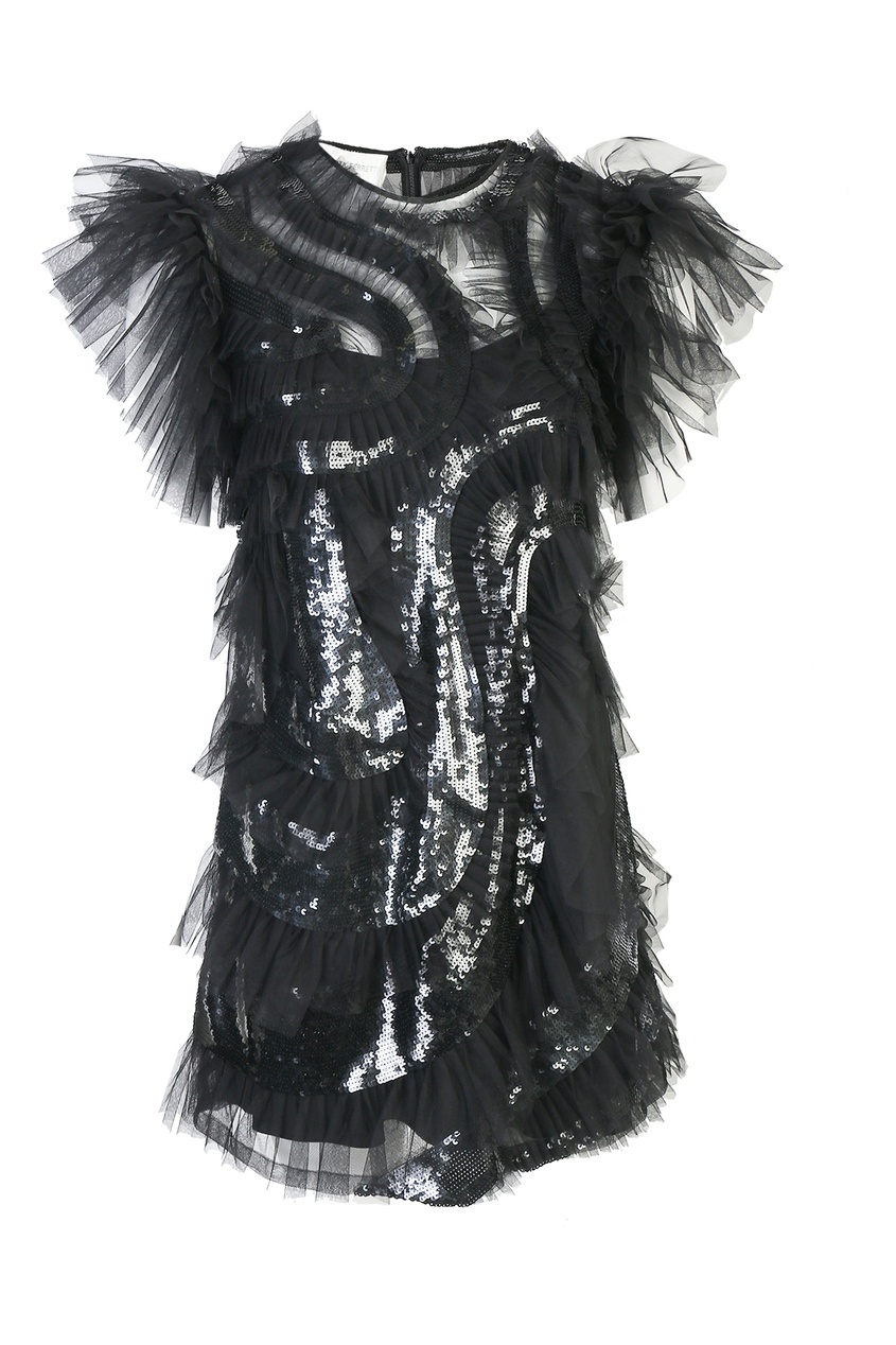 фото Черное мини-платье с пайетками Alberta ferretti