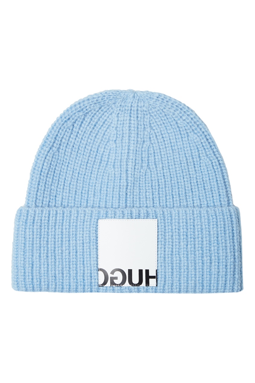 фото Голубая шапка с перевернутым логотипом Hugo boss