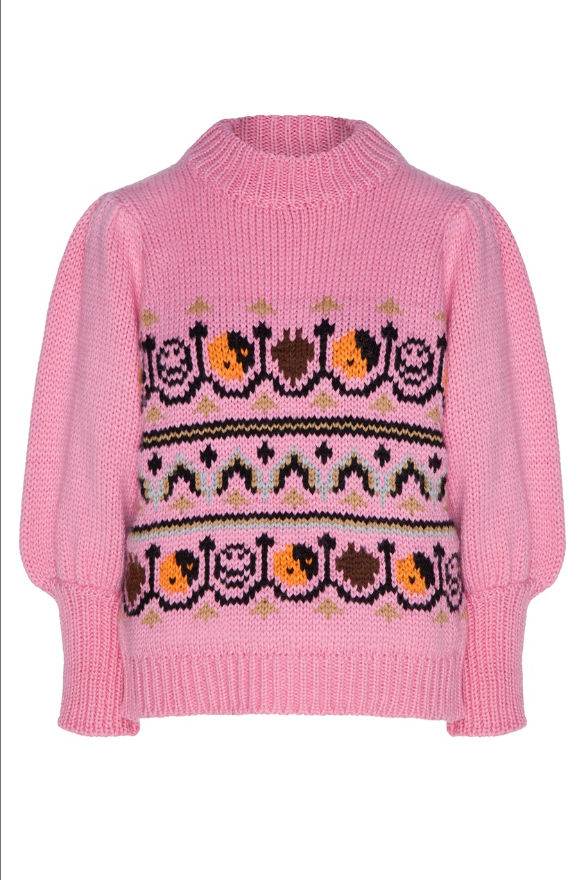 Розовый свитер с узорами