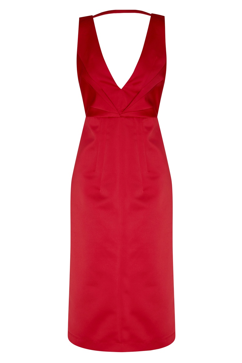 фото Красное платье с v-образным вырезом no.21