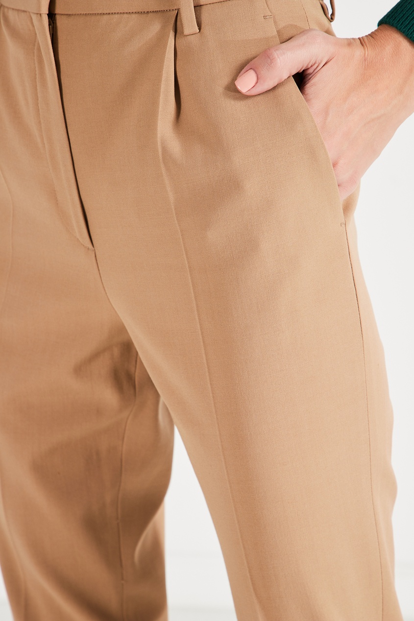 фото Камелевые брюки со складками у пояса no.21