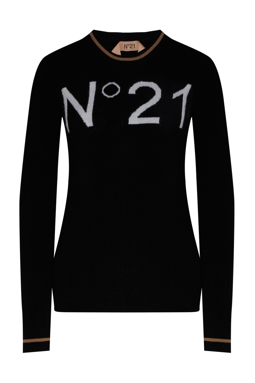 фото Черный джемпер с интарсией-логотипом No.21