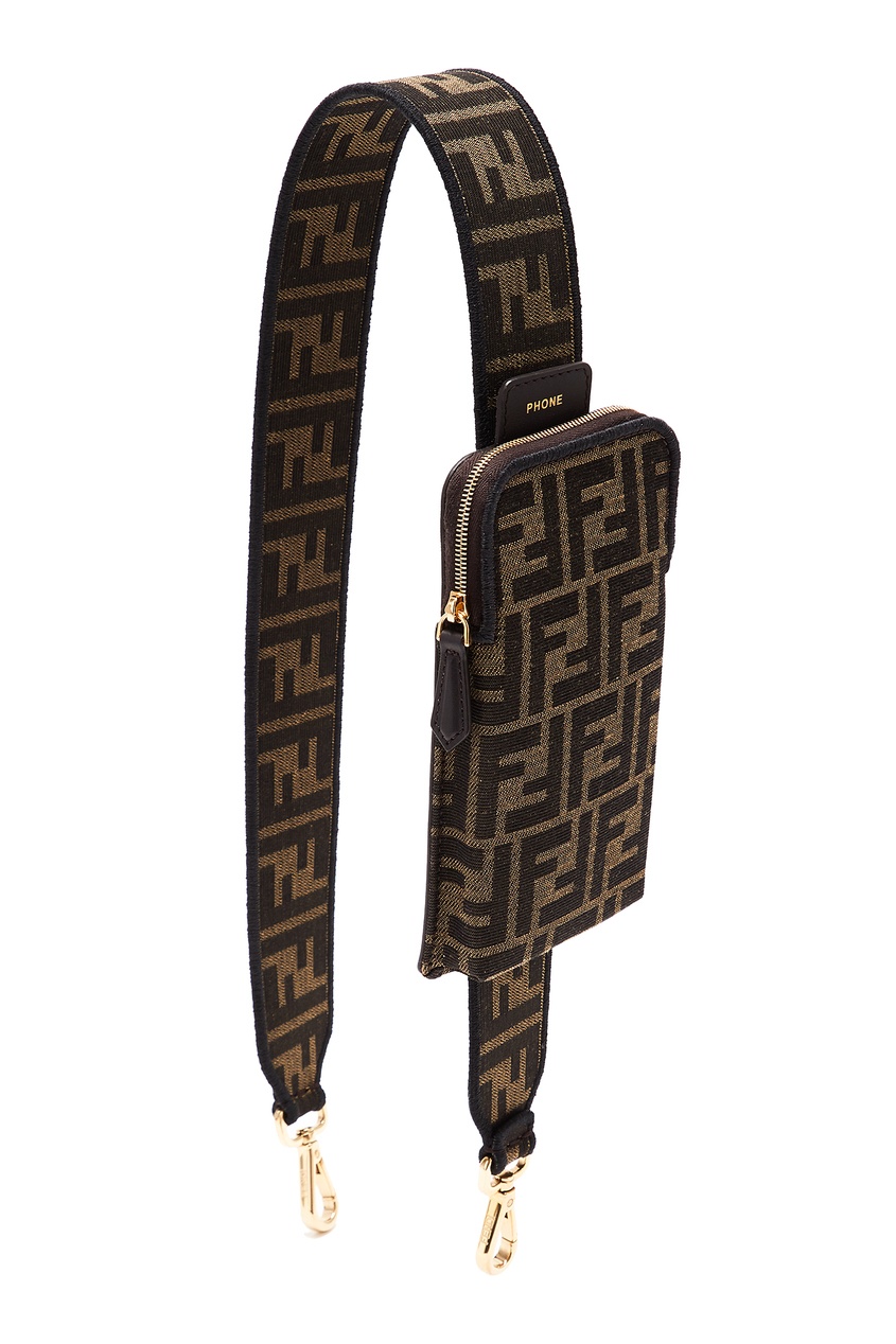 фото Длинный наплечный ремень со съемным карманом для мобильного телефона Fendi