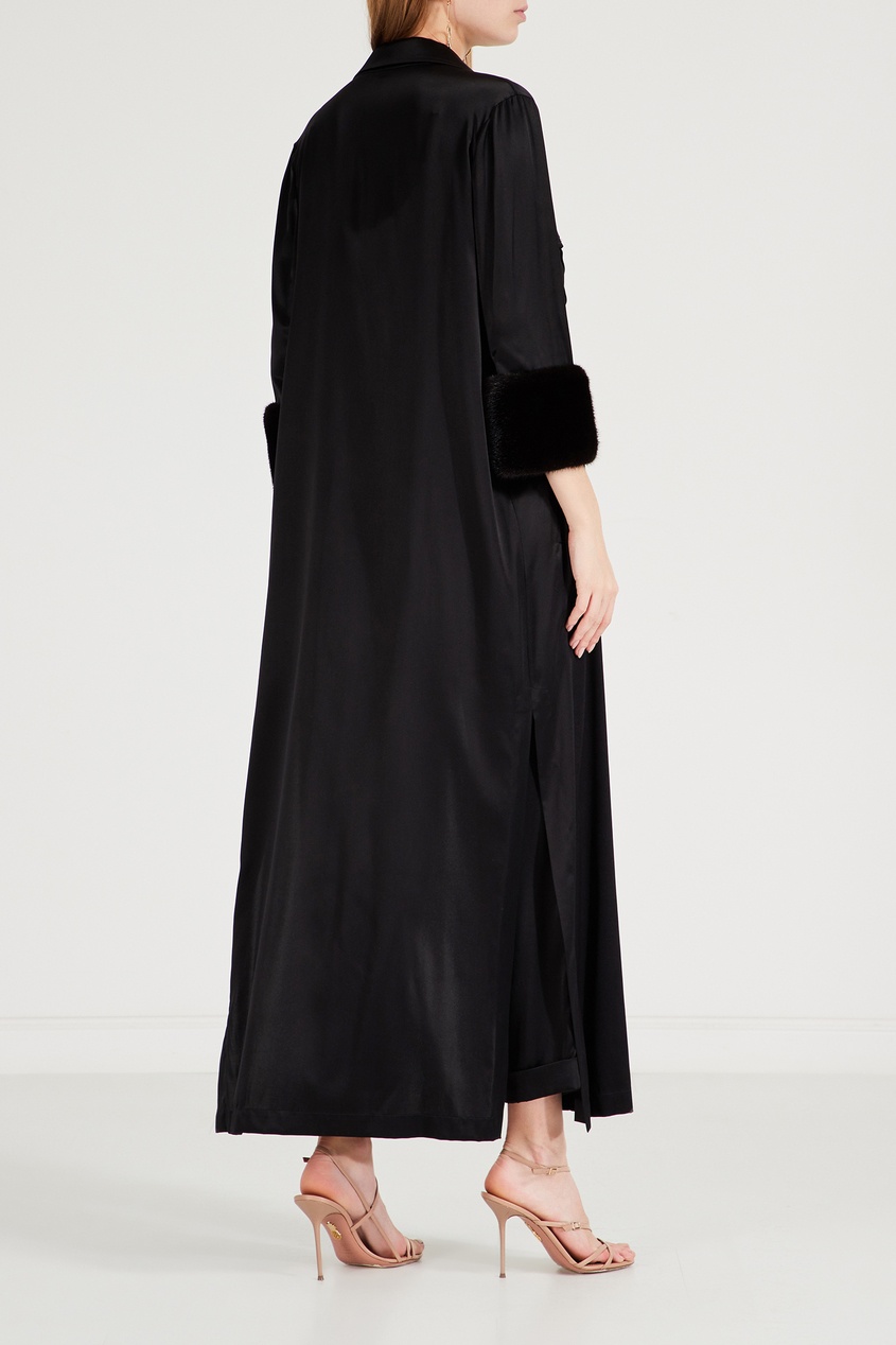 фото Черный шелковый костюм с меховой отделкой yana dress