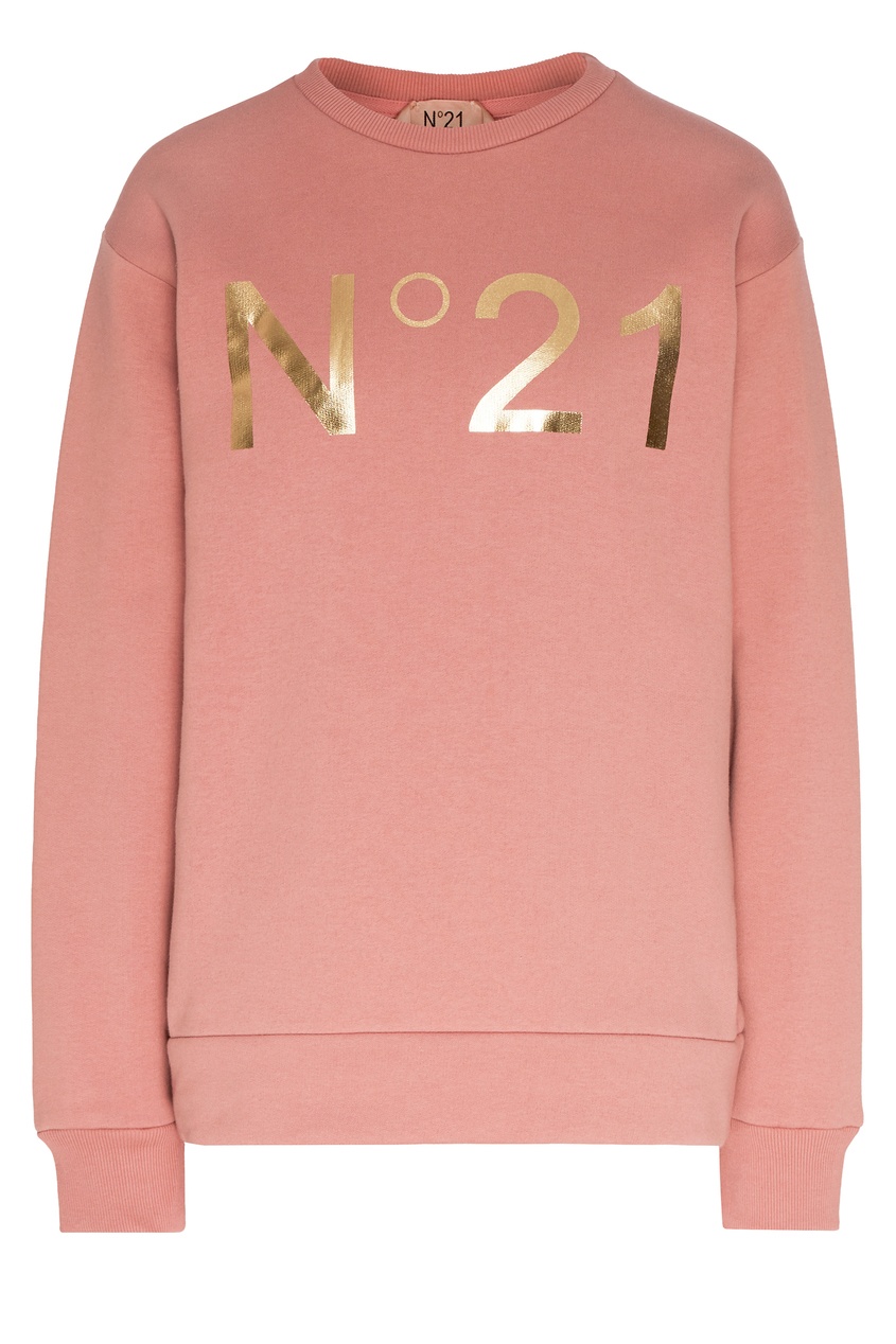 фото Розовый свитшот с золотистым логотипом No.21