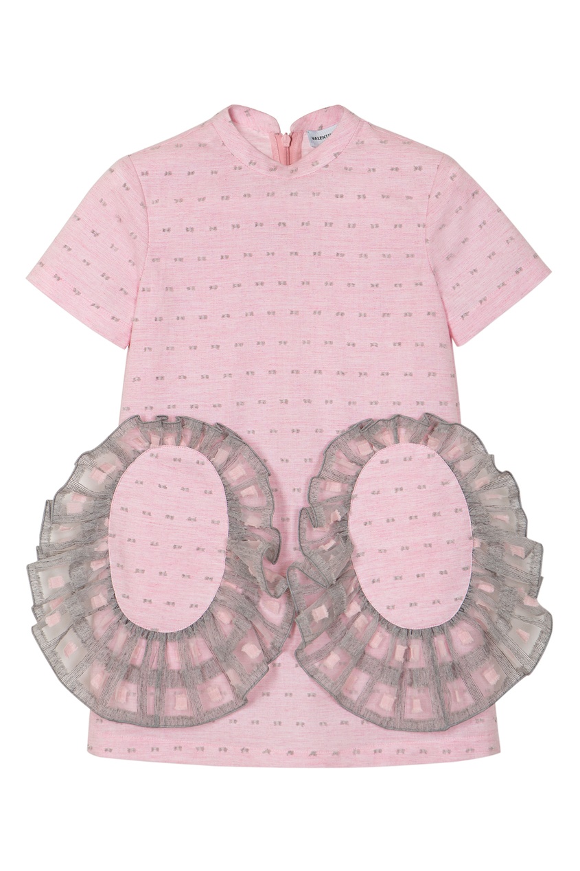фото Розовое платье с накладными карманами и оборками yudashkin kids