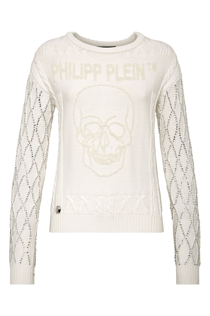 фото Вязаный свитер с кристаллами philipp plein
