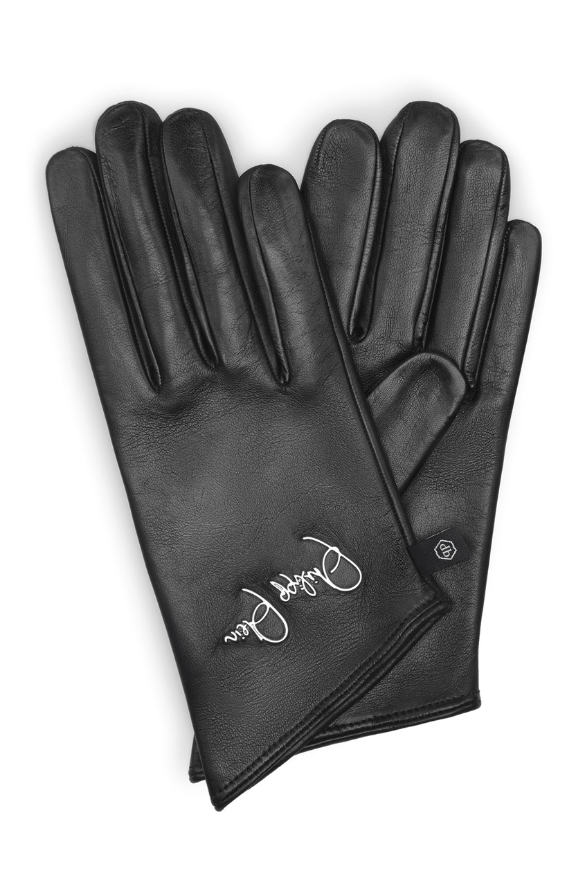 фото Кожаные перчатки с логотипом Philipp plein
