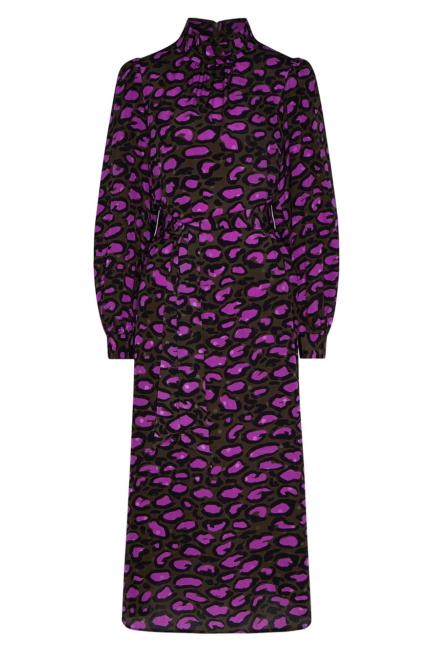 фото Платье цвета хаки с леопардовым принтом essentiel antwerp