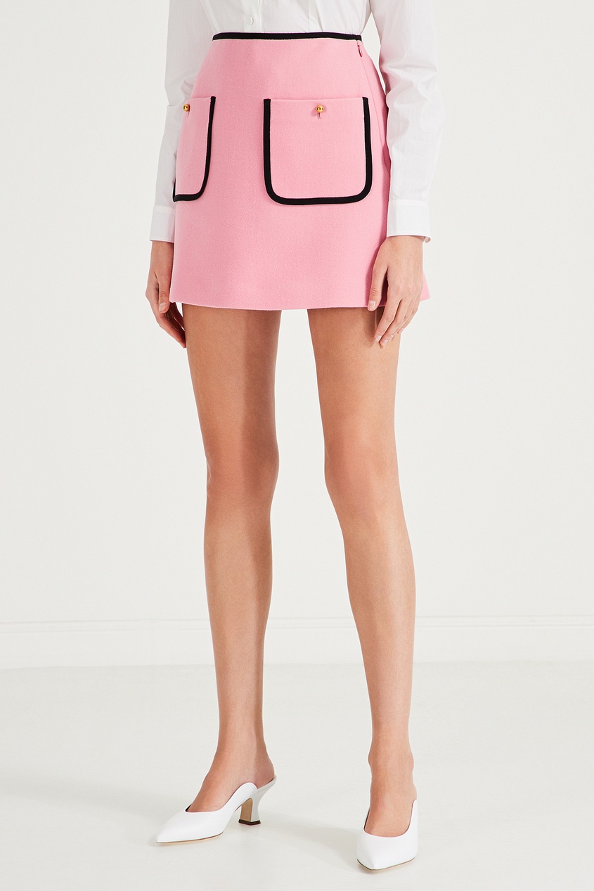 фото Розовая мини-юбка с контрастной отделкой miu miu