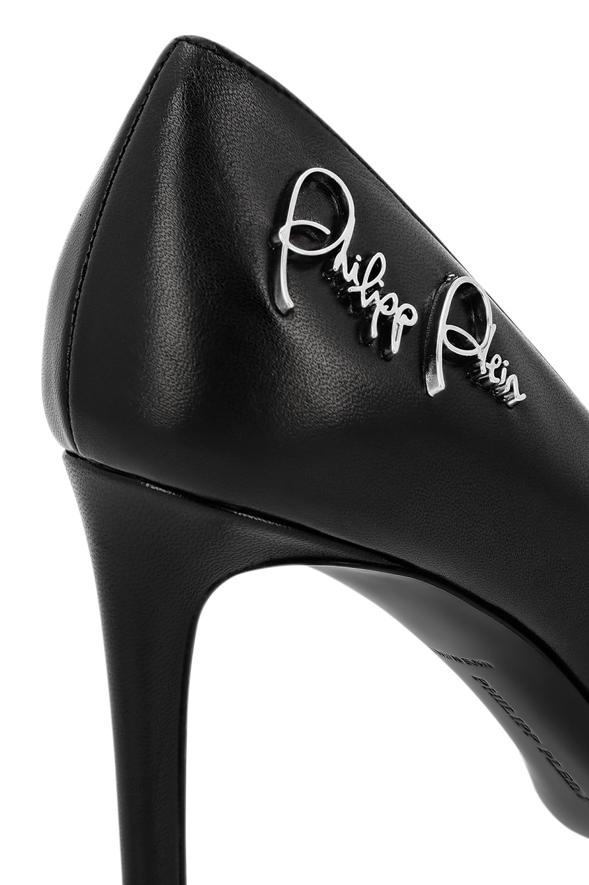 фото Черные кожаные туфли с логотипом Philipp plein