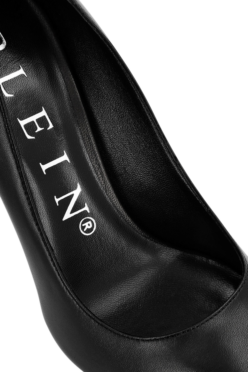 фото Черные кожаные туфли с логотипом philipp plein