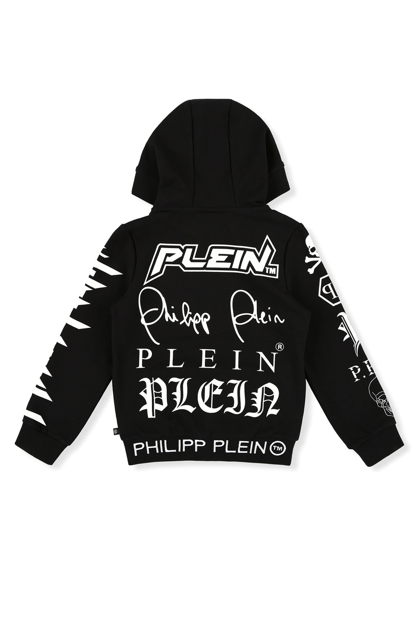 фото Черное худи с логотипами Philipp plein kids