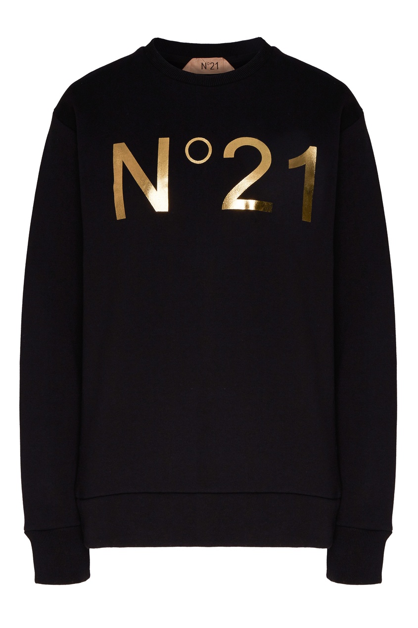 фото Черный свитшот с золотистым логотипом No.21