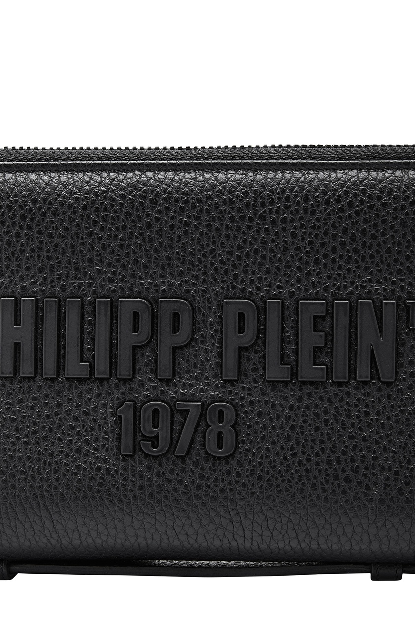 фото Черный клатч из кожи Philipp plein