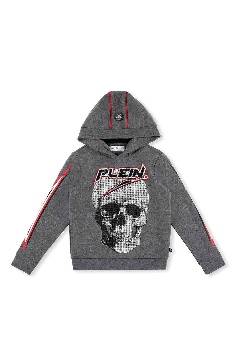 фото Серое худи с черепом philipp plein kids