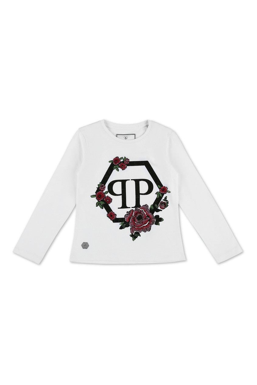 фото Белый трикотажный лонгслив Philipp plein kids