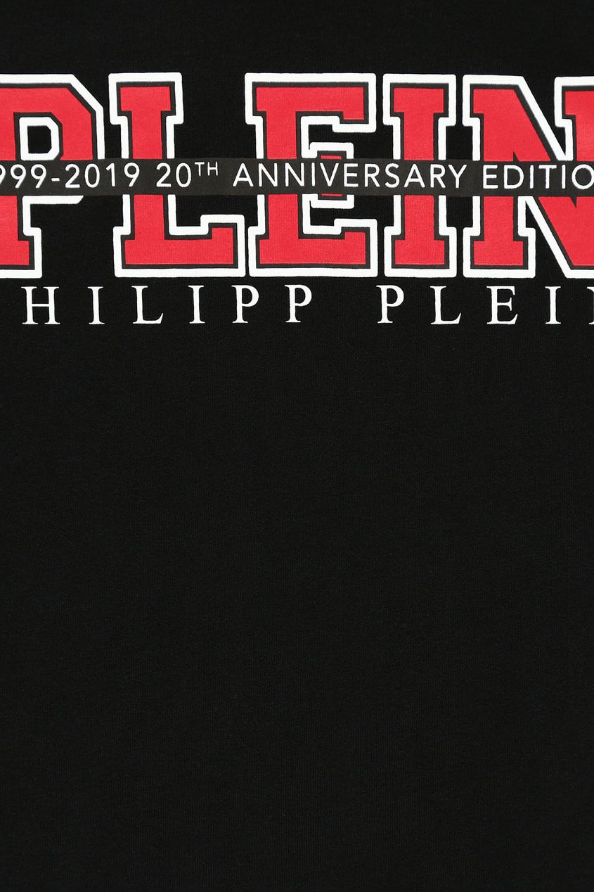 фото Черный лонгслив с принтом philipp plein kids