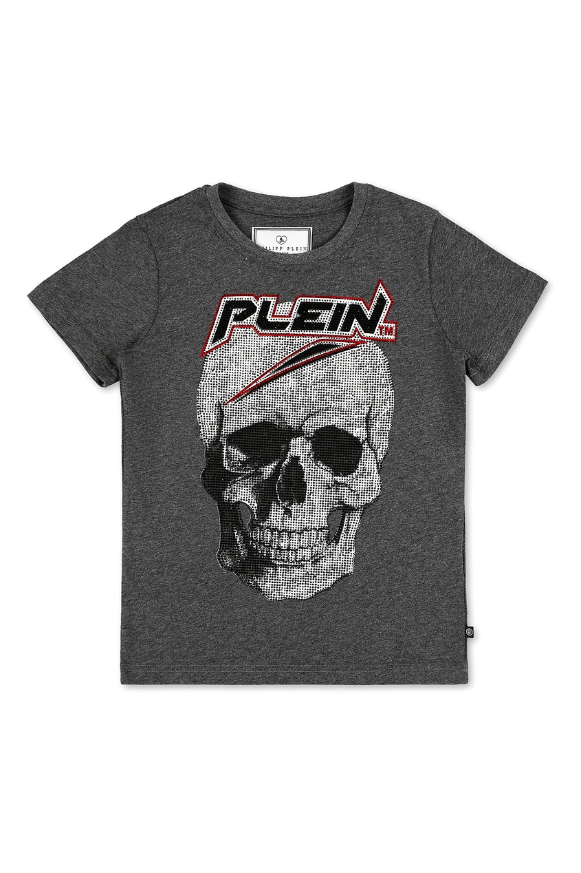 фото Серая футболка из тонкого трикотажа philipp plein kids