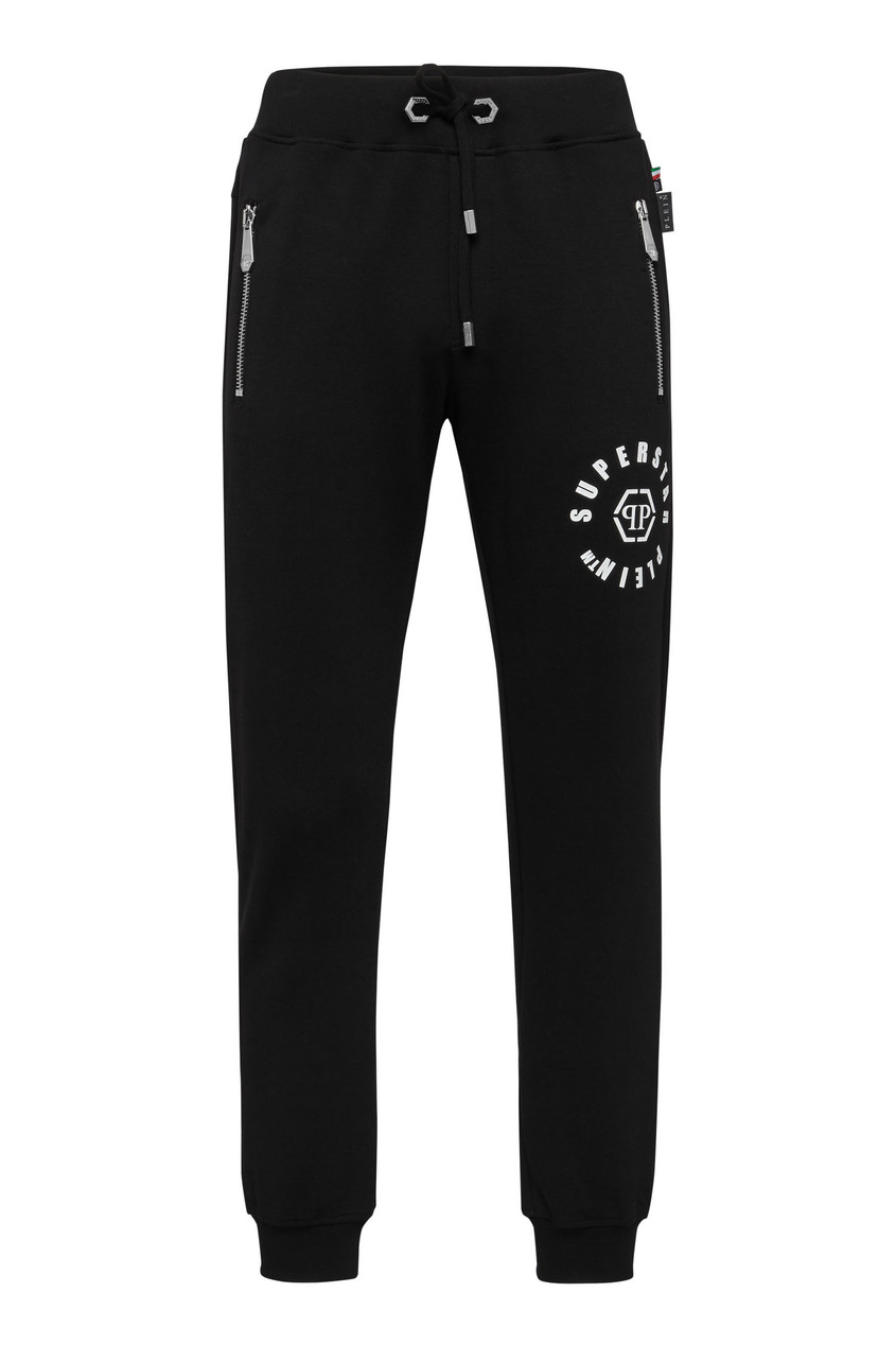 фото Черные спортивные брюки с карманами на молнии philipp plein