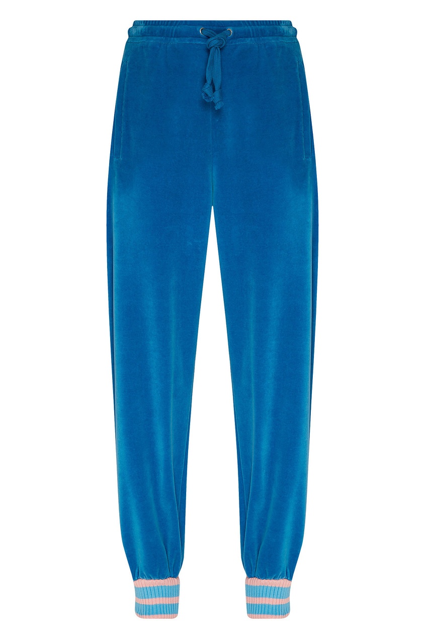 фото Велюровые брюки голубого цвета gucci