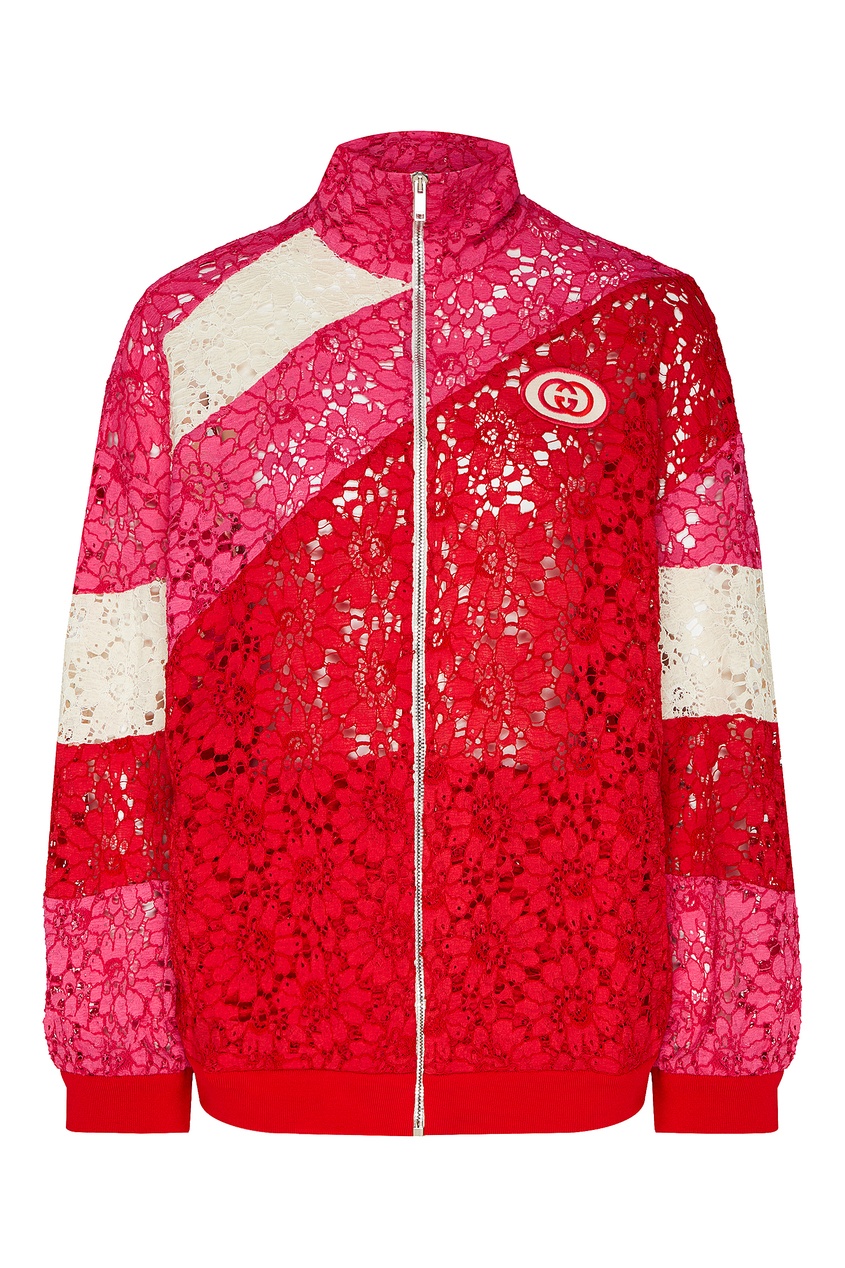 фото Красно-розовая кружевная куртка gucci