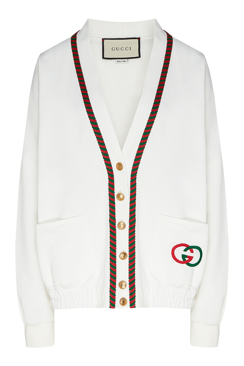 фото Белый кардиган с плетеной отделкой Gucci