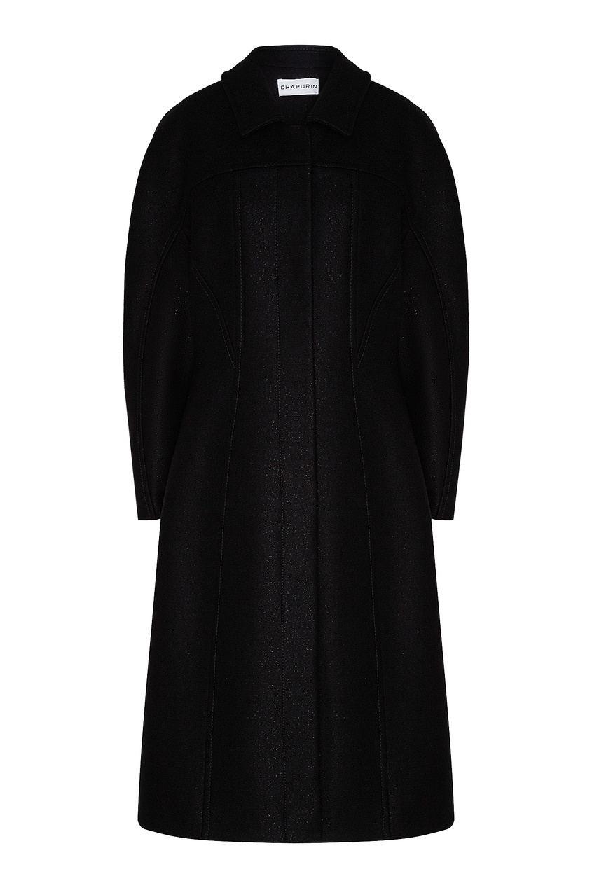 фото Черное пальто из шерстяной ткани chapurin