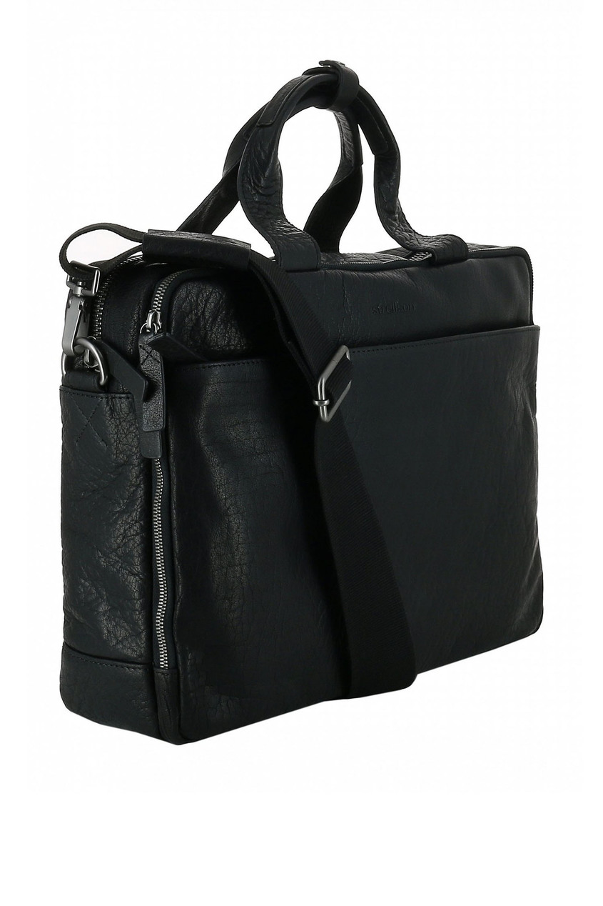 фото Черная кожаная сумка с двумя ручками strellson