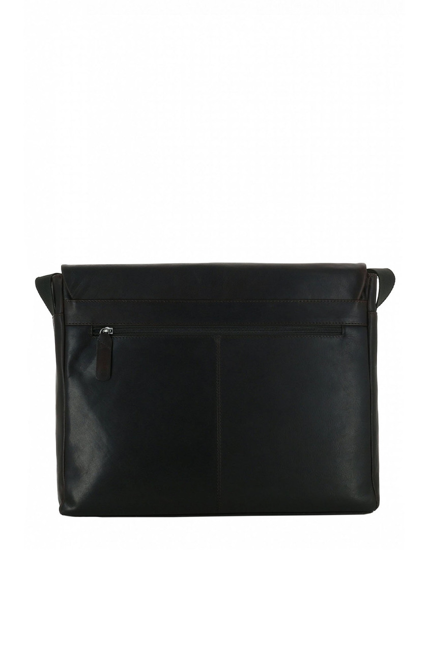 фото Черная кожаная сумка с контрастной отделкой strellson