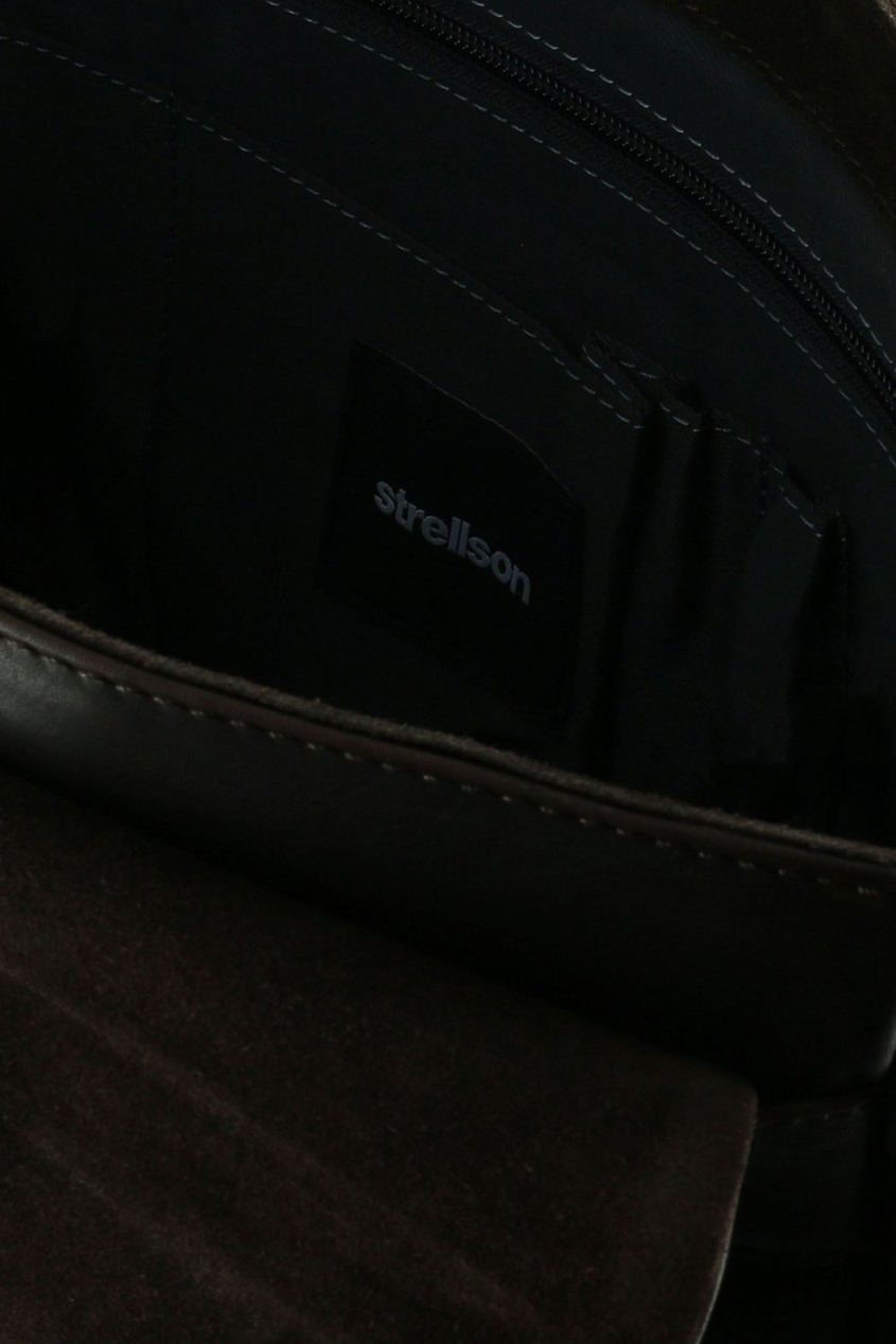 фото Черная кожаная сумка с контрастной отделкой strellson
