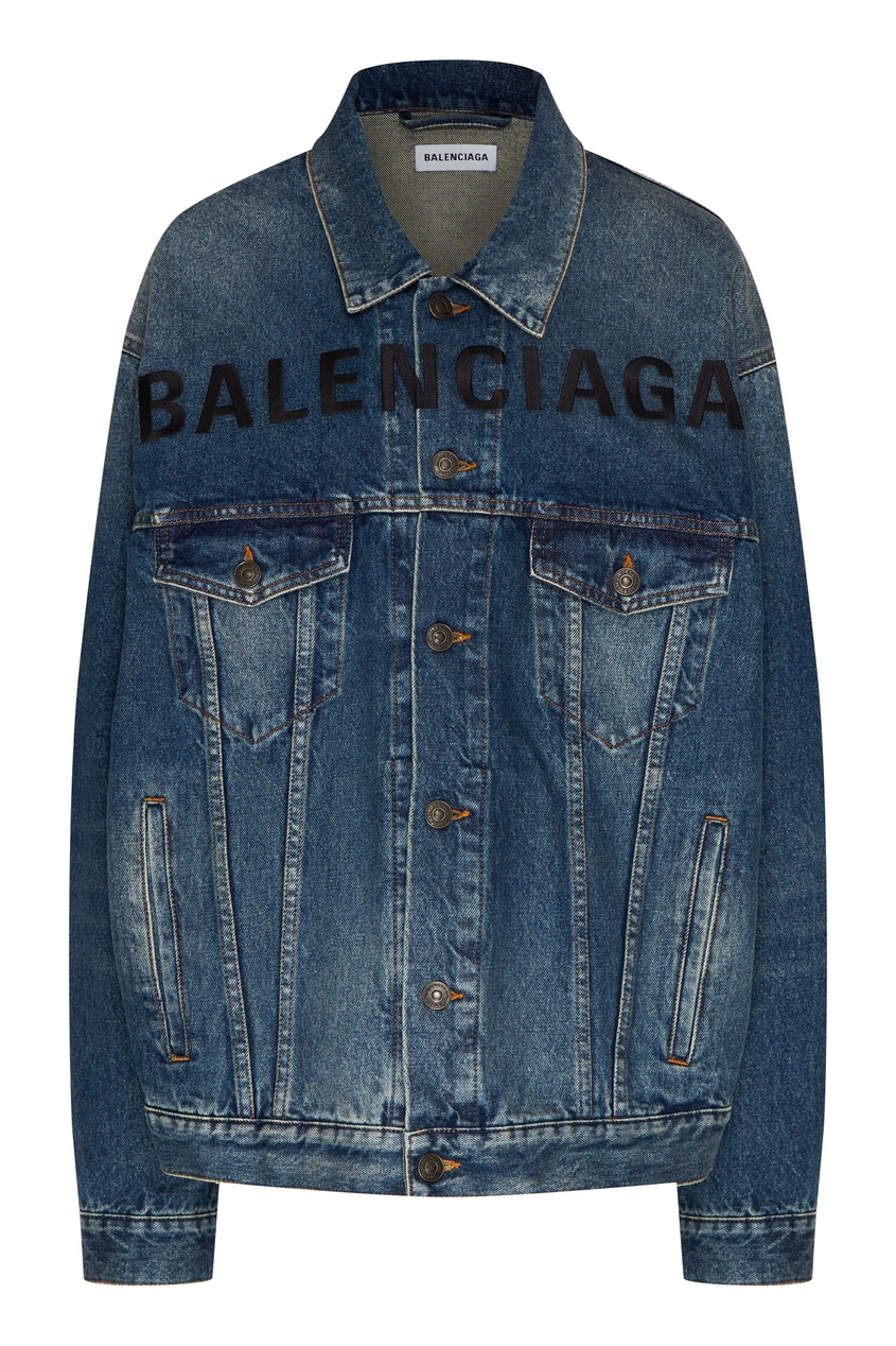 фото Голубой джинсовый жакет с логотипом Balenciaga