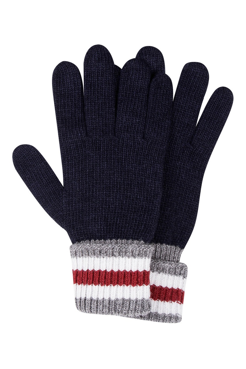 Темно-синие перчатки с контрастными манжетами
