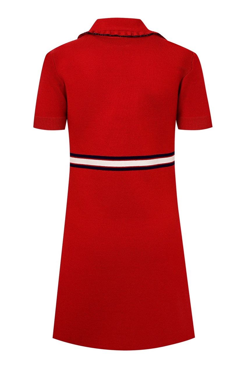 фото Трикотажное ярко-красное платье с короткими рукавами gucci