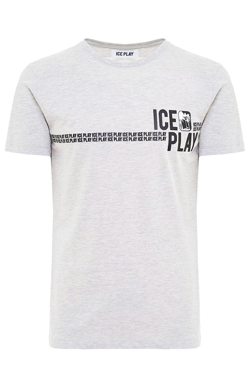 фото Серая футболка с логотипом бренда ice play