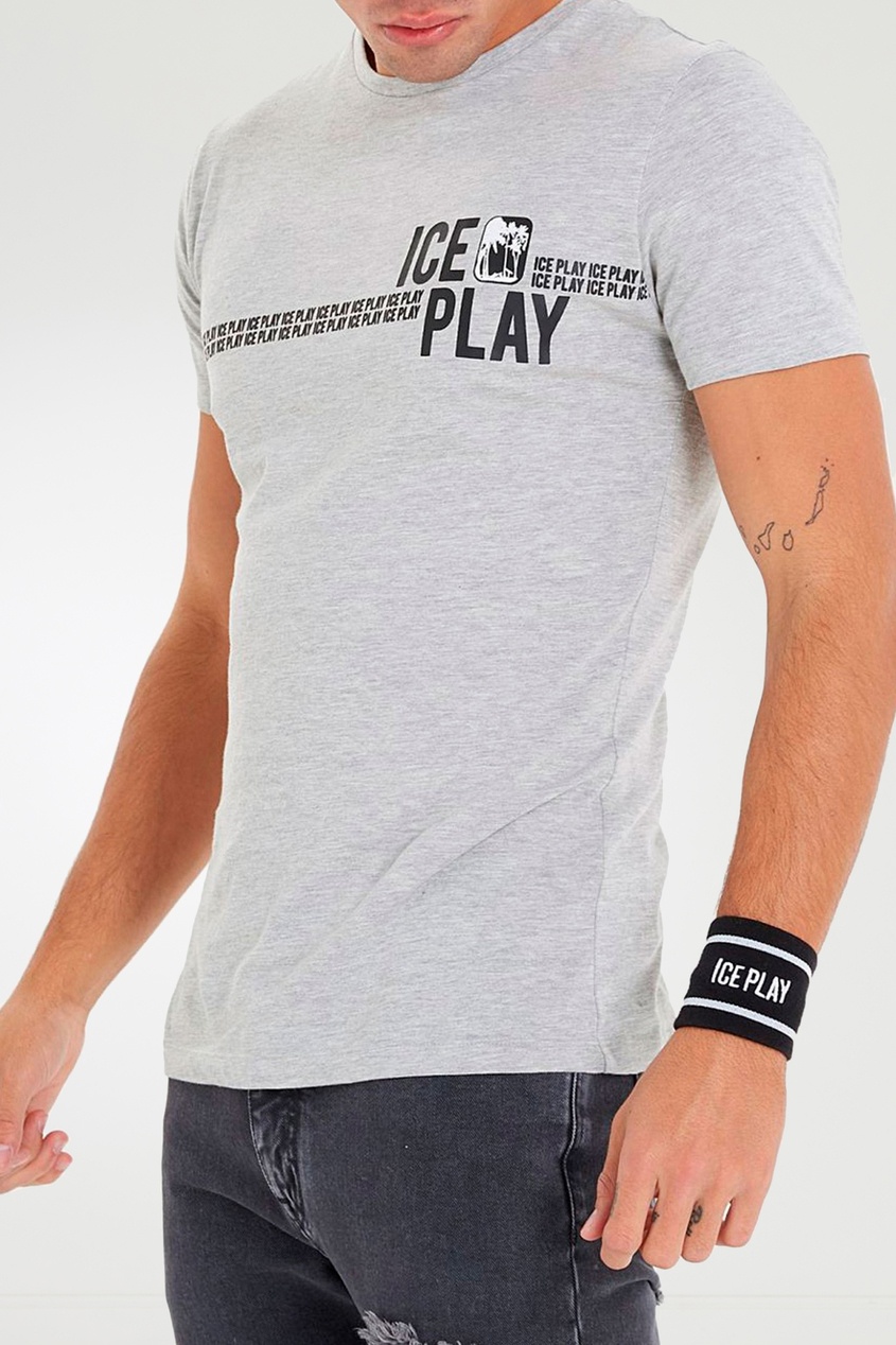 фото Серая футболка с логотипом бренда ice play