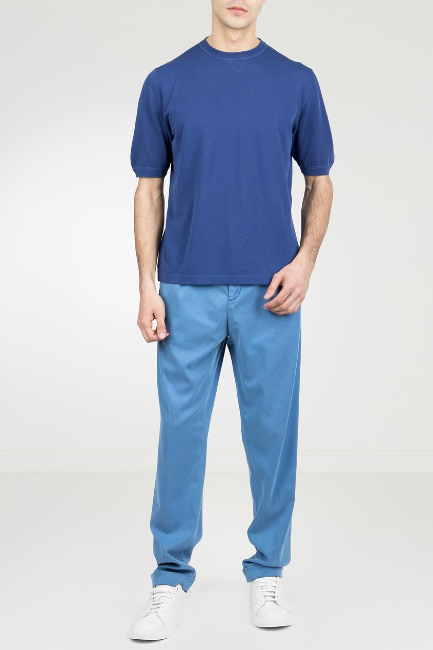 фото Голубые брюки с эластичным поясом marco pescarolo