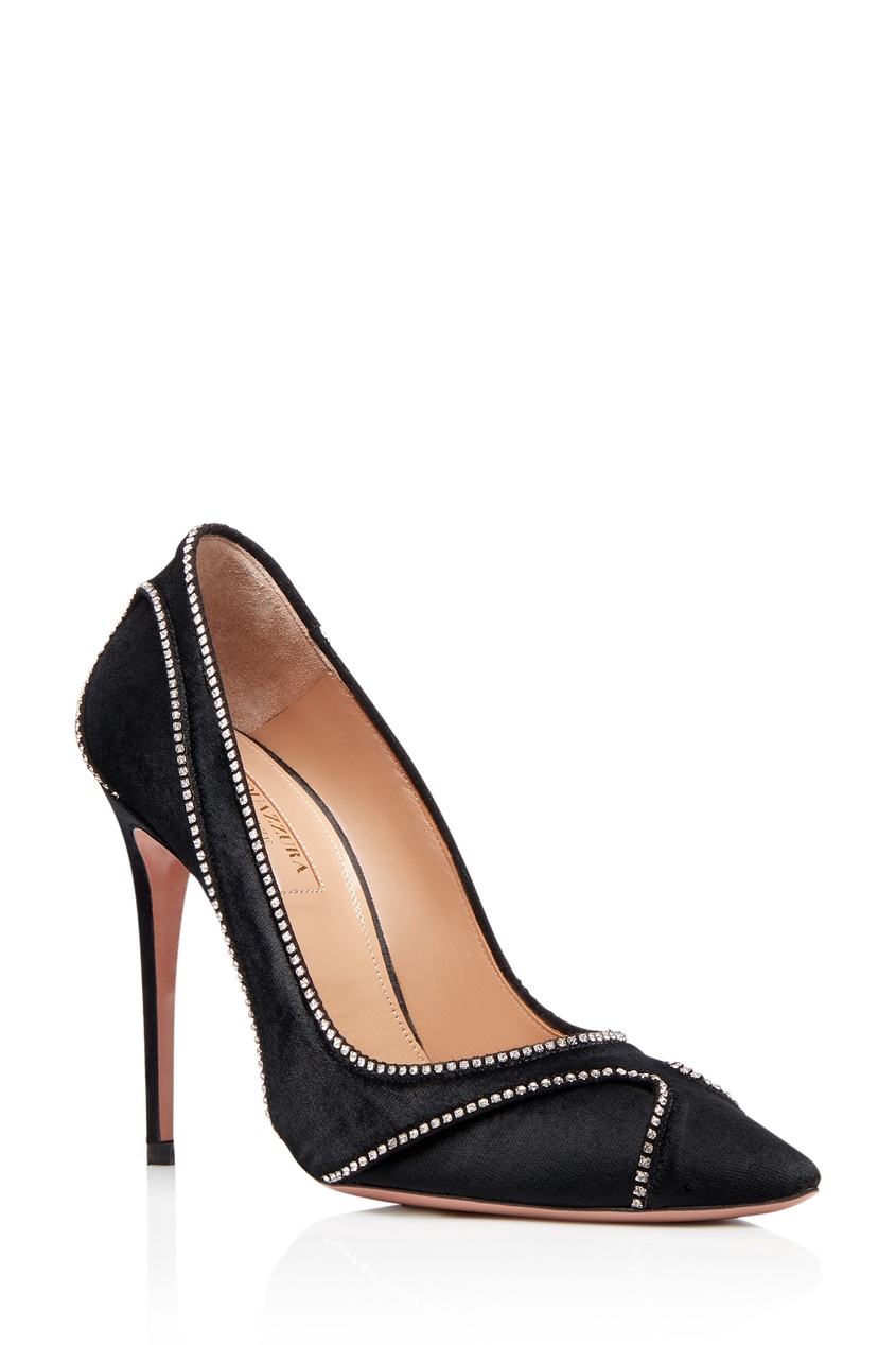 фото Бархатные туфли satine crystal pump aquazzura