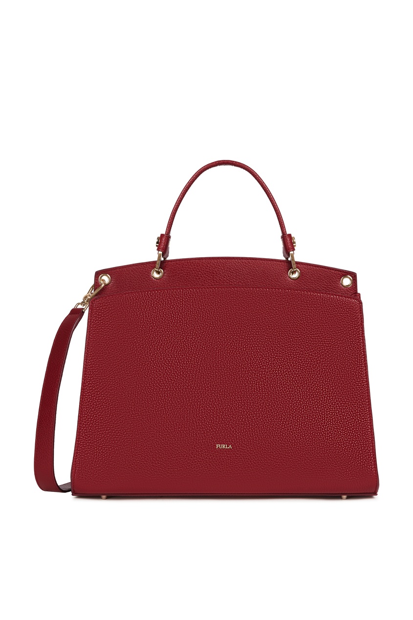 фото Красная кожаная сумка adele top handle furla