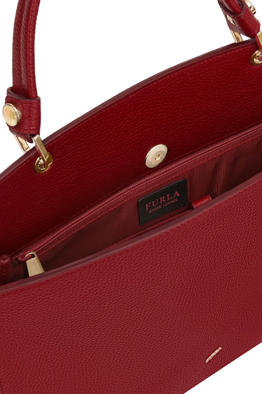 фото Красная кожаная сумка adele top handle furla