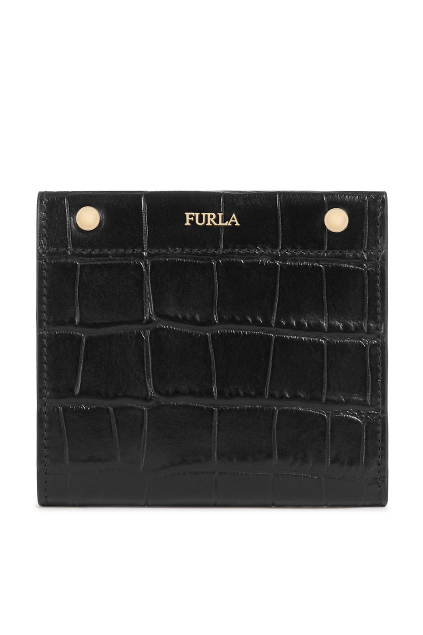 фото Черный кошелек из тисненой кожи furla