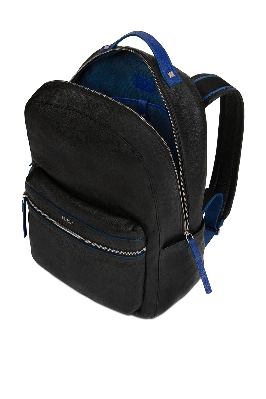 фото Черный рюкзак с синими полосками Furla