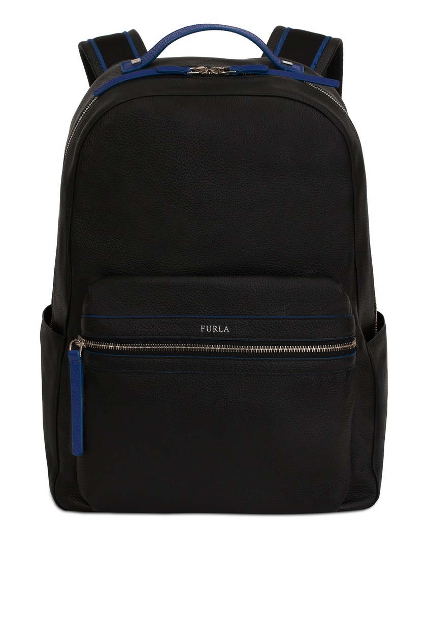 фото Черный рюкзак с синими полосками furla