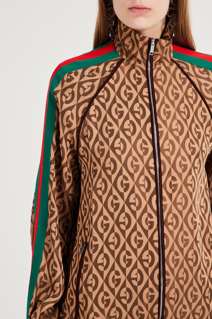 фото Куртка в спортивном стиле с яркими полосами на рукавах Gucci